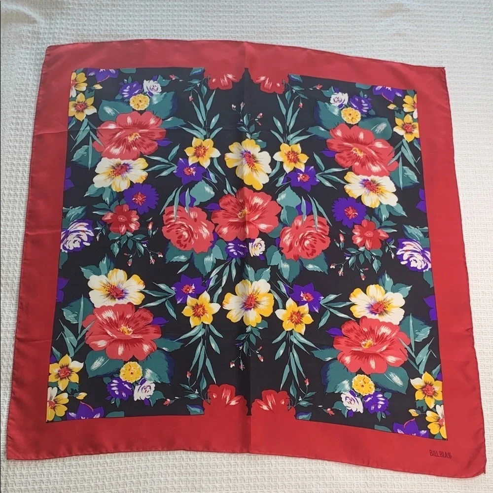 Vintage Bill Blass silk floral print scarf